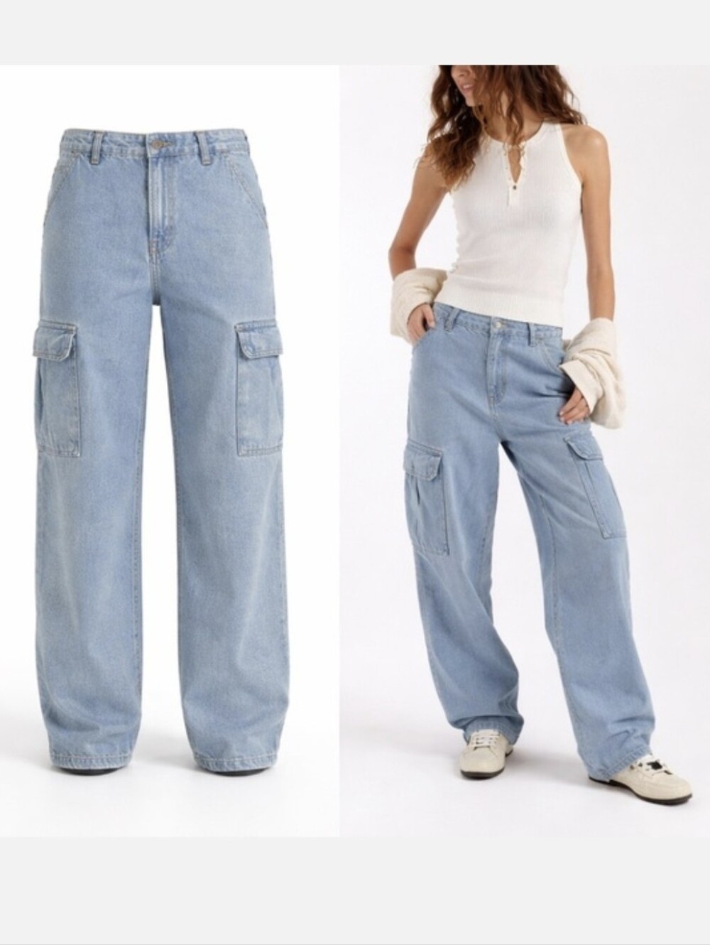 Levi's 94 Baggy Light Wash Denim Cargo Style Cotton Jeans(27)